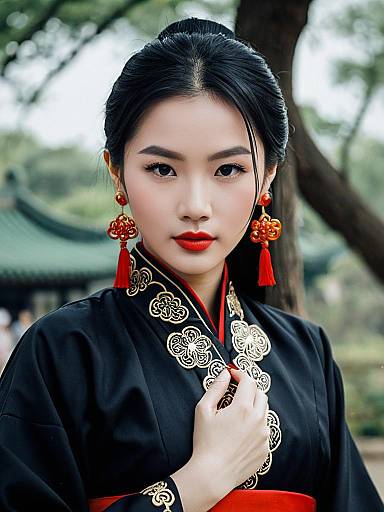 Realistic Asian Girl in Traditional Costume