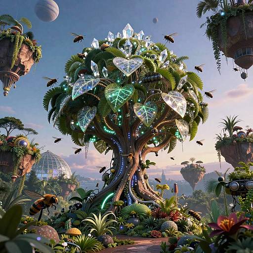 Orbital Verdant Greenhouse with Tech-Organic Fusion