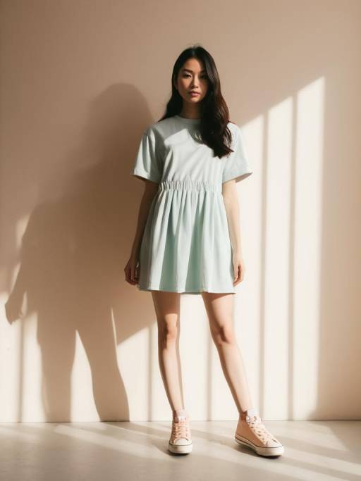 Casual Chic: Purple Dress and Sneakers