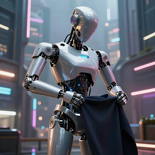 Futuristic Robot Removing Clothes