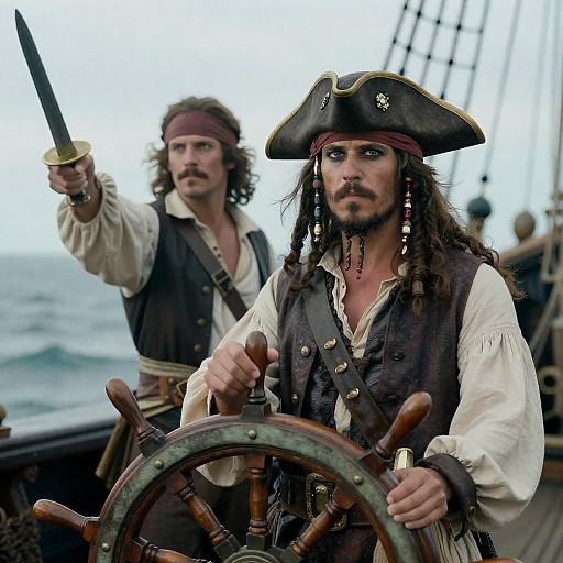 Dynamic Pirate Duo on a Ship