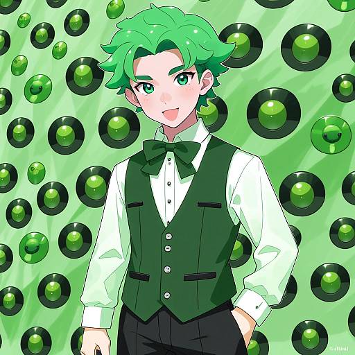 Illustration of Cilan (pokemon), pokemon in the style of Kalmahul