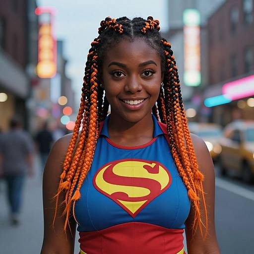 Retro 1980s Superhero Woman Portrait