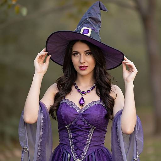 Woman in Purple Witch Costume