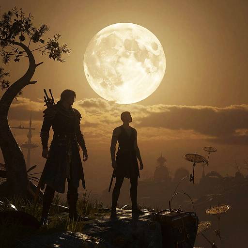 Surreal Full Moon Twilight Scene