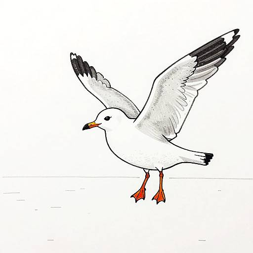 Minimalistic Seagull Landscape Illustration