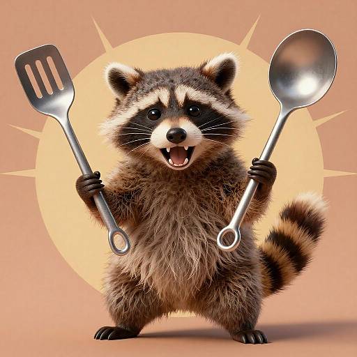 Playful Raccoon in Retro Comic Style