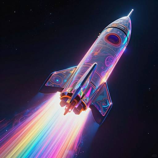 Neon Rocket Ship at Hyperdrive Speed
