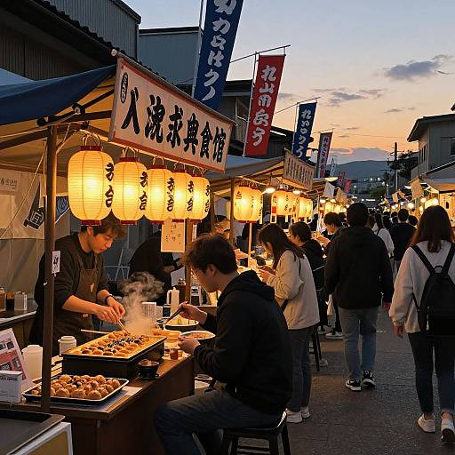 Vibrant Japanese Street Food Market