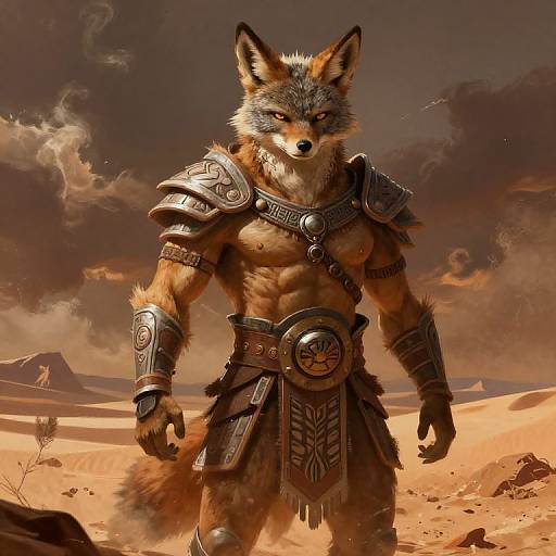 Jackal Warrior in Desert Landscape
