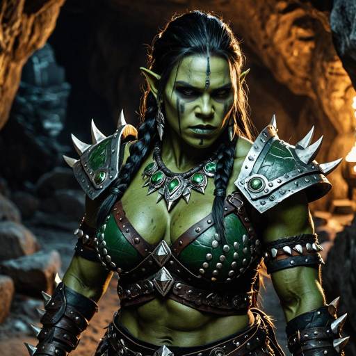 Fierce Female Orc in Cavernous Fantasy