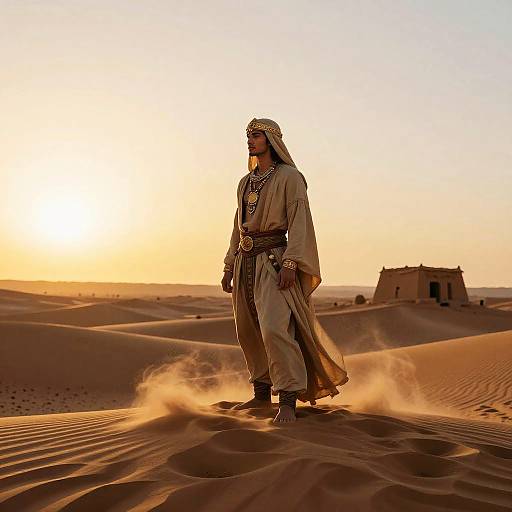 Enigmatic Desert Nomad at Sunset