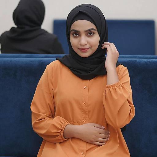 Portrait of Woman in Black Hijab