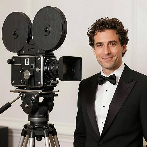 Elegant Man with Vintage Camera Setup