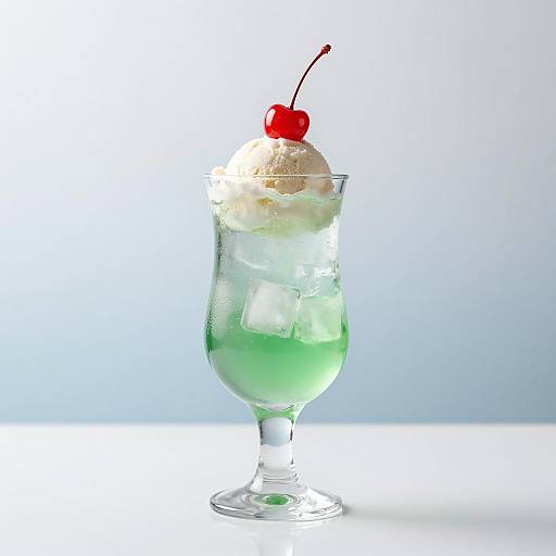 Refreshing Green Drink with Cherry Topping