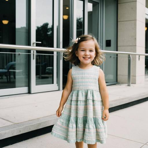 Smiling Toddler Girl in Pastel Dress Outdoors