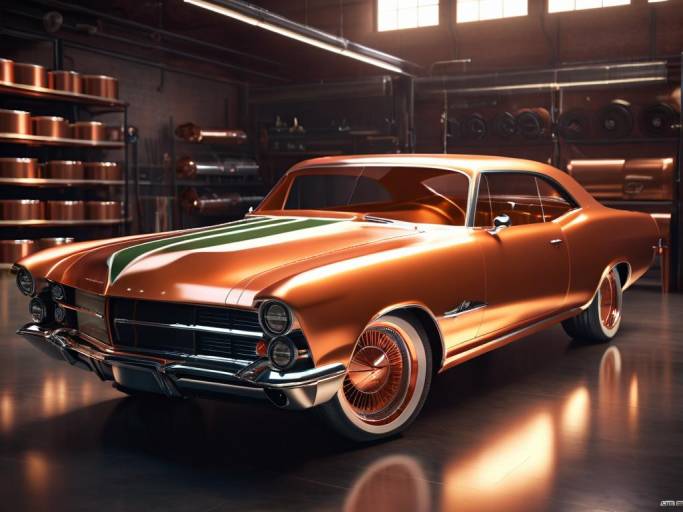 Classic Copper Muscle Car in Workshop