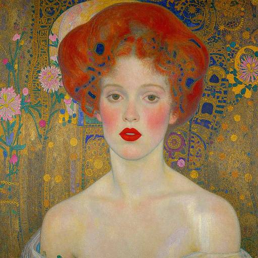Gustav Klimt Style Woman Portrait