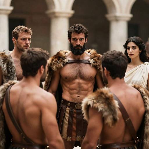 Dramatic Historical Scene with Muscular Figures