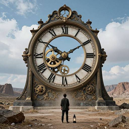 Solitary Figure Before Colossal Time Portal