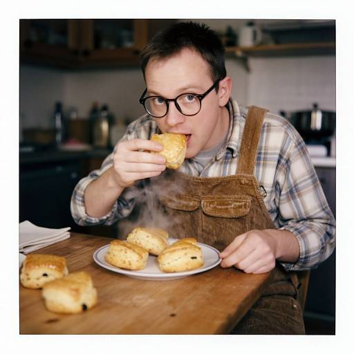 Cozy Man Enjoying Rustic Scones