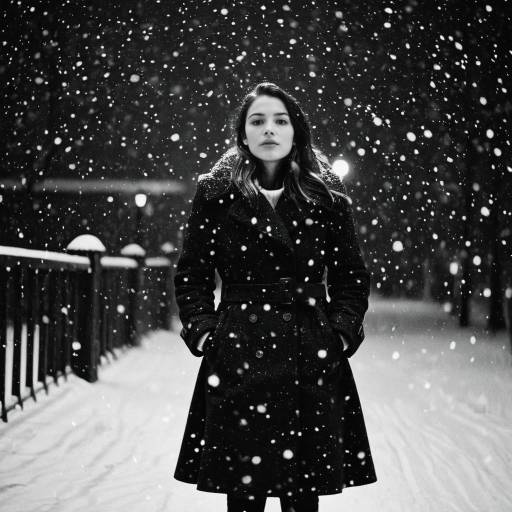 Vintage Snowy Night in Monochrome