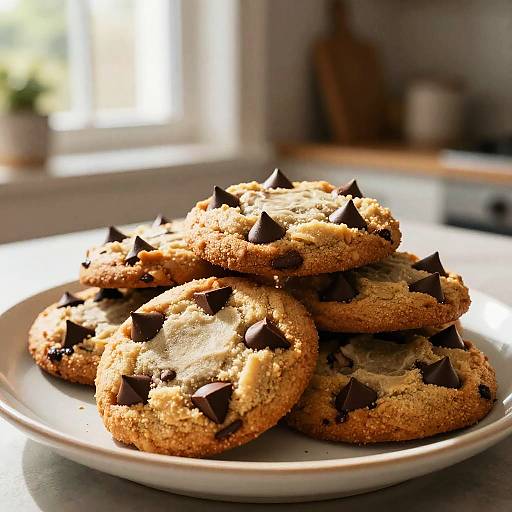 Stack of Chocolate Chip Cookies on Plate