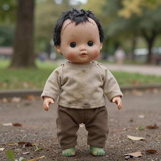 Creepy Doll in Sunlit Park