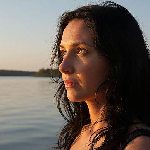 Photorealistic Slavic Woman Through Lake