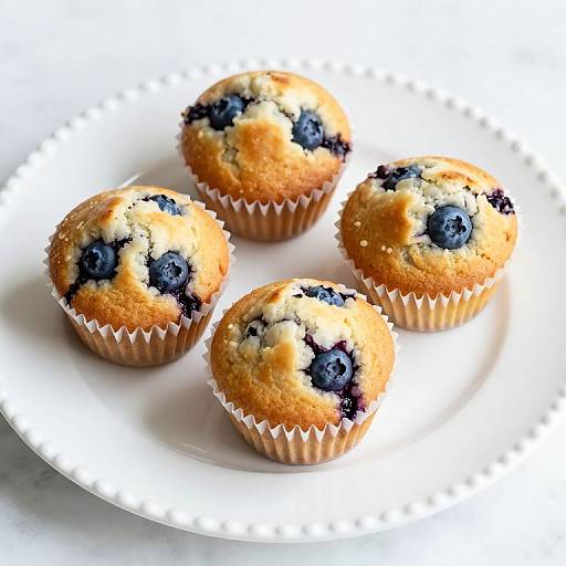 Golden Brown Blueberry Muffins on Plate