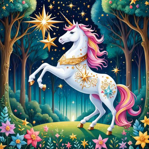 Majestic Unicorn in Enchanted Forest