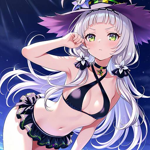 Illustration of Murasaki shion (hololive summer 2019), hololive in the style of Morikura en