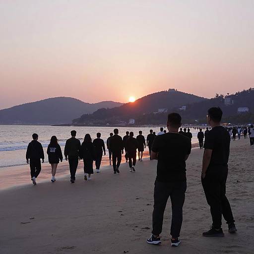 Sunset Beach Gathering in Black Clothing