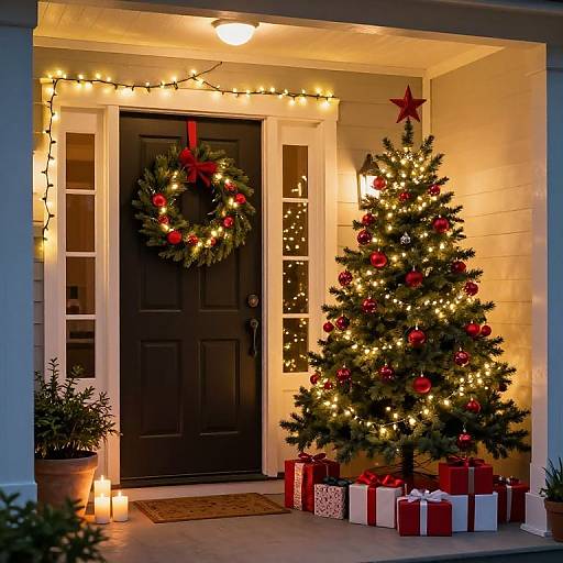 Cozy Festive Christmas Porch Scene