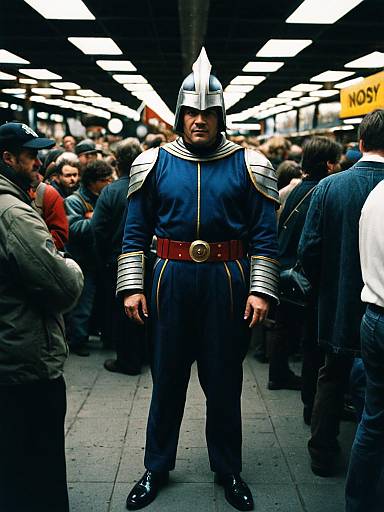 Man in Costume Crowded Scene