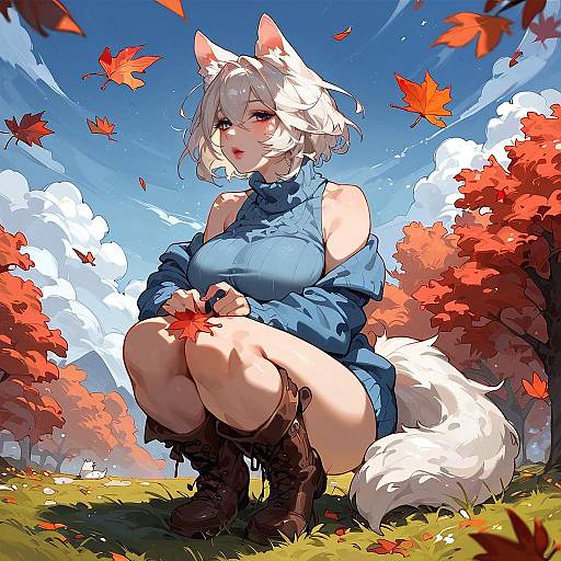 Arctic Cat Girl in Autumn Sunshine