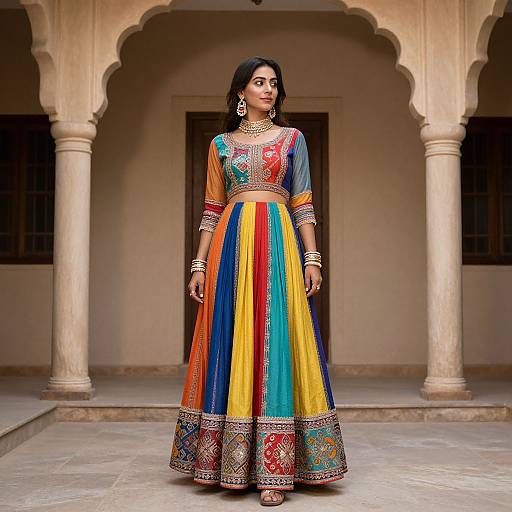 Woman in Colorful Bhangra Dress