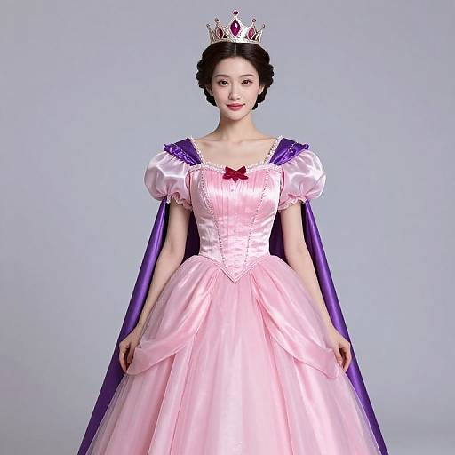 Regal Woman in Pink and Purple Gown