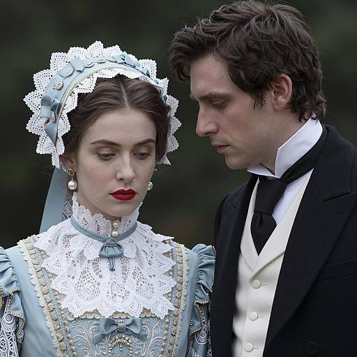 19th Century Formal Couple in Detail