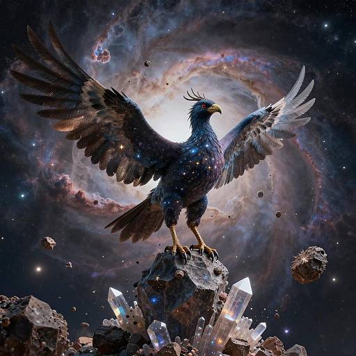 Cosmic Roc Sage in Nebula Landscape