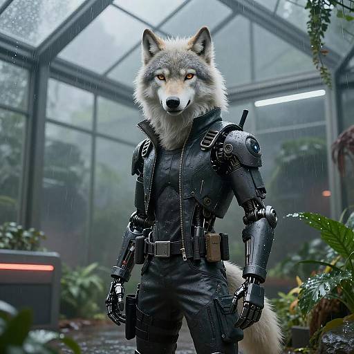 Cyberpunk Wolf Humanoid in Tactical Gear