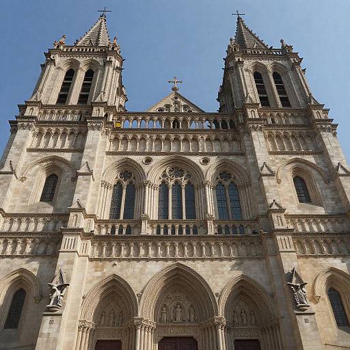 Gothic Cathedral Facade with Twin Spires