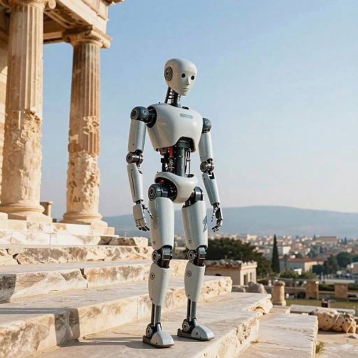 Wistful Robot at Temple Ruins