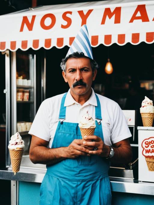 Ice Cream Vendor Holding Cone