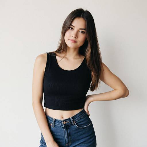 Young Woman in Black Crop Top and Jeans