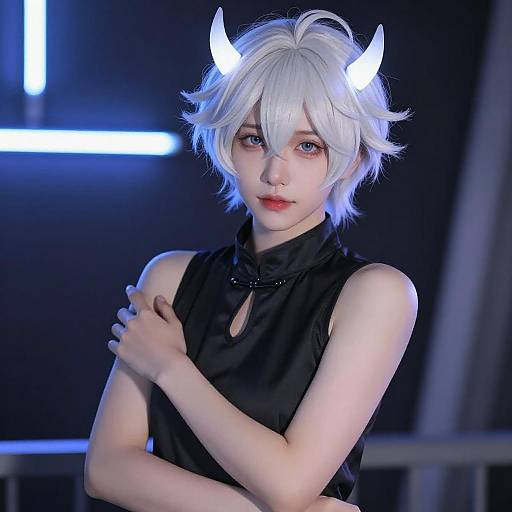 Portrait of Youth with Glowing Horns