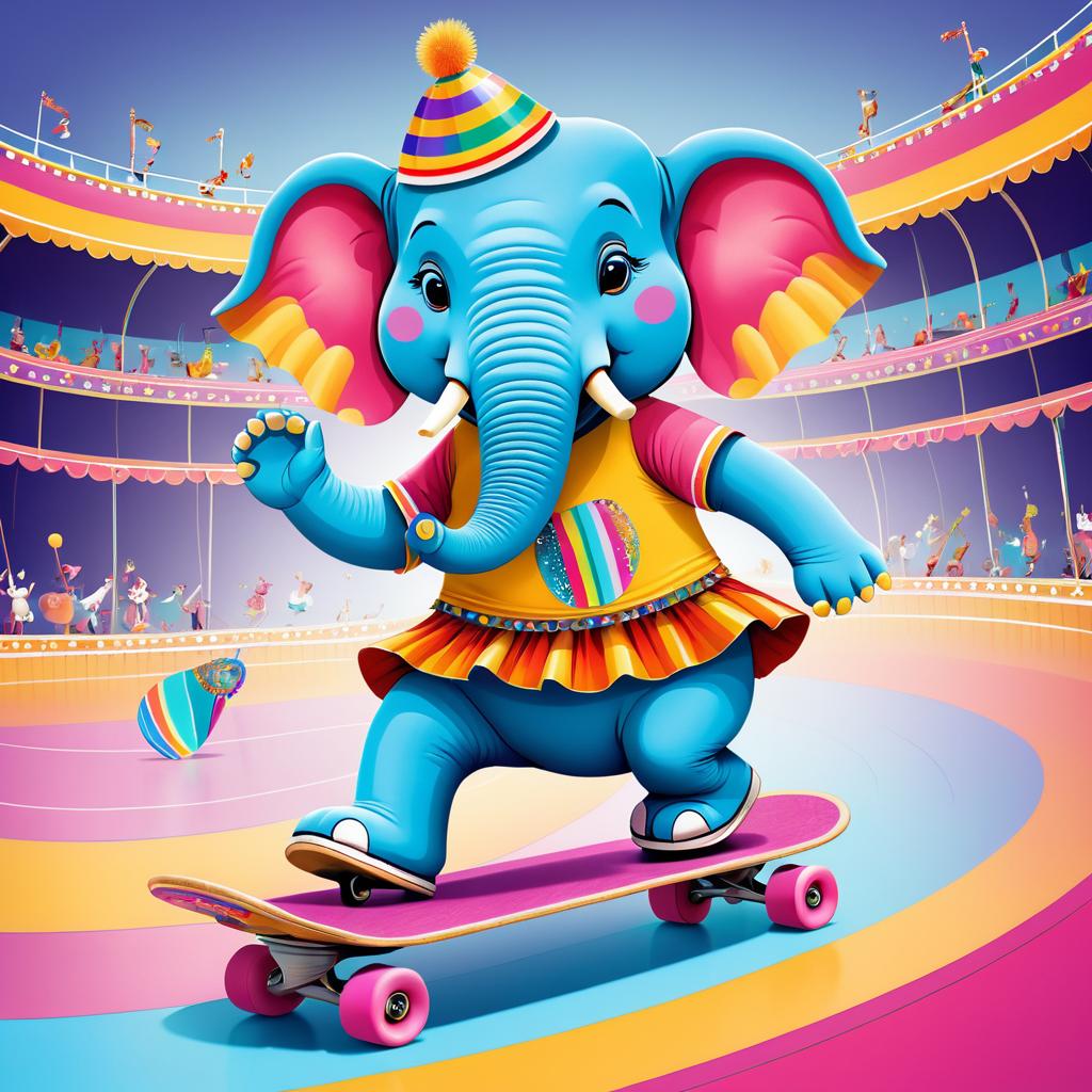 Circus Elephant on a Skateboard Adventure