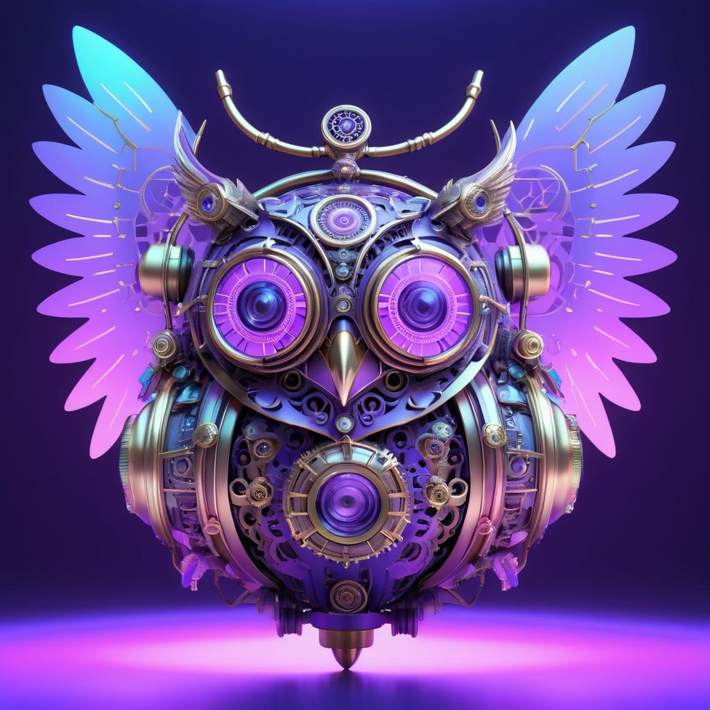 Intricate Steampunk Owl in 3D Render