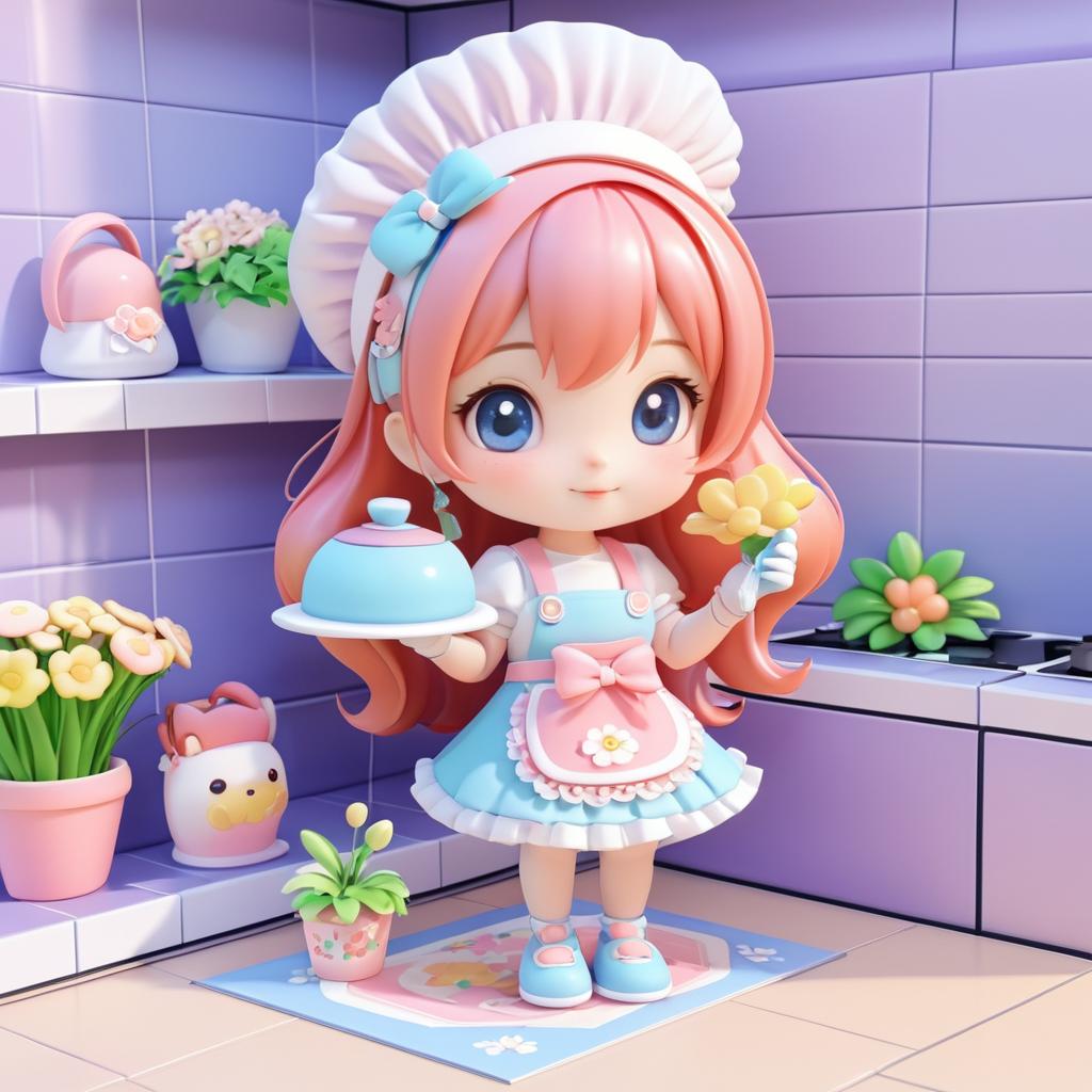 Chibi Kawaii Florist Doing Chores