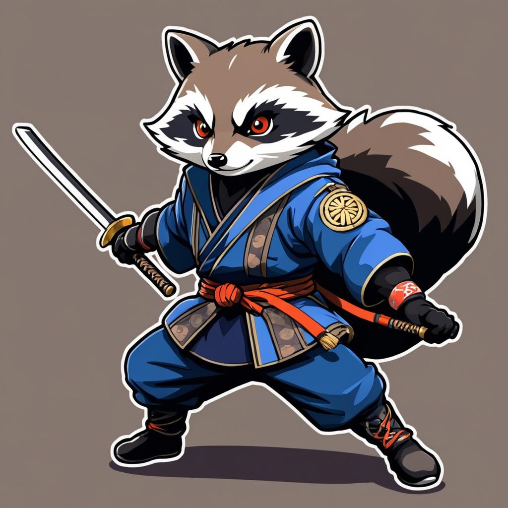 Anime Raccoon Thief Game Sprite Design